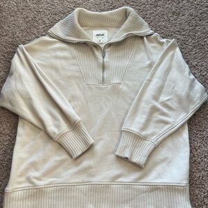 Aerie Cream Quarter-Zip Sweater